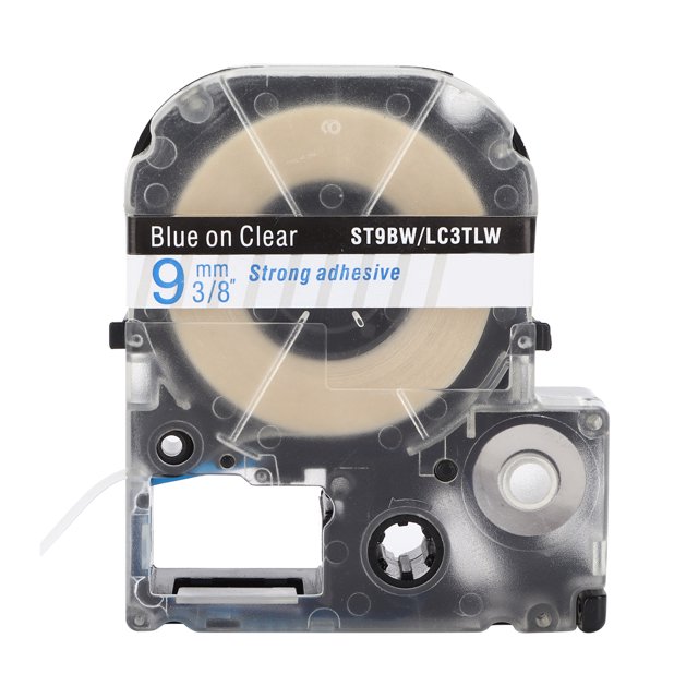 Impresora De Cinta De Etiquetas, Pegatinas De PET Impermeables Transparentes Para SR230C SR230CH SR530C SR550C SR3900C ZAQW Texto azul sobre fondo transparente