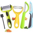 thumbnail image 1 of Kit 5 Piezas Pelador de Verduras y Papas(con funda protectora),Peladores de Patatas para Cocina,Aptos para Frutas, Patatas, Pepinos, Etc.Su Diseño Ergonómico Facilita Enormemente el Pelado, 1 of 4