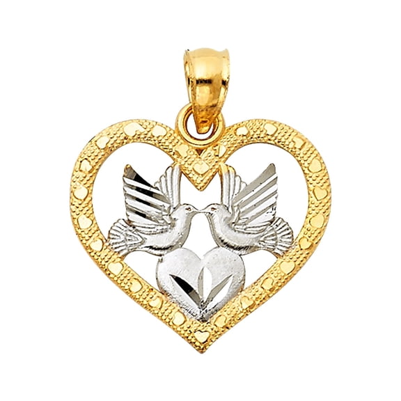 14K 2T Gold Religious Pendant | Two Tone Gold Charm Pendant for Necklace Chain | Gift for Men Women | 16 x 18 MM | 0.9 grams