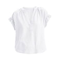 thumbnail image 6 of Casual Blouses Women Short Sleeve Baberdicy V Neck Short Sleeve Top, Plus Size Linen Shirt, Summer Casual Blouse, Loose Fit Tee, Breathable Womens Top White 3Xl, 6 of 6