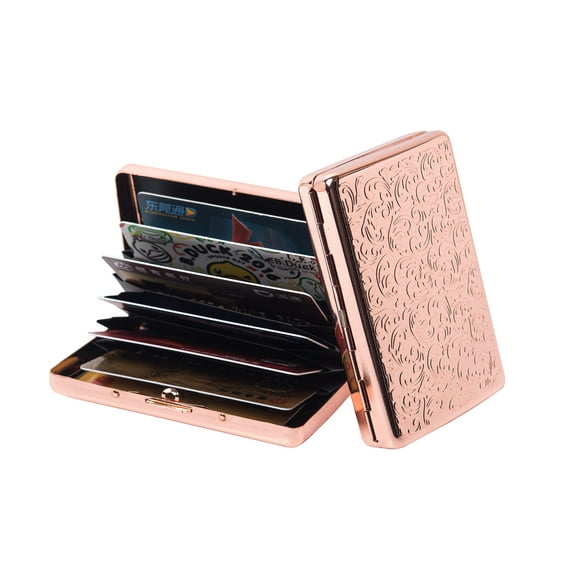 RFID Metal Blocking Credit Card Holder/Travel Wallet/Protective Case RFID,Designed to Hold 7 Credit Cards (Rose Gold)