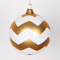 thumbnail image 1 of Gold & White Matte Glitter Chevron Ball Ornament, 6 in., 1 of 1