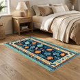 thumbnail image 2 of ODIKA 5'x7' Ultra-Soft Area Rug, Deep Blue Ocean with Playful Sea Creatures Vibrant Turtles, Fish, Octopus Amid Reefs Washable, Bare feet friendly, Silk-Touch for Bedroom Home office, 2 of 7