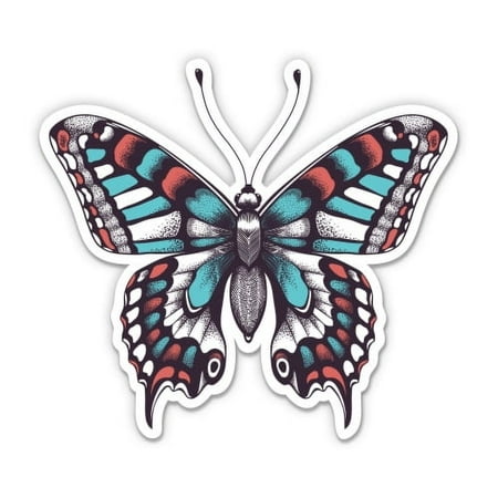 Pretty Colorful Butterfly - 3" Vinyl Sticker - For Car Laptop I-Pad Phone Helmet Hard Hat - Waterproof Decal
