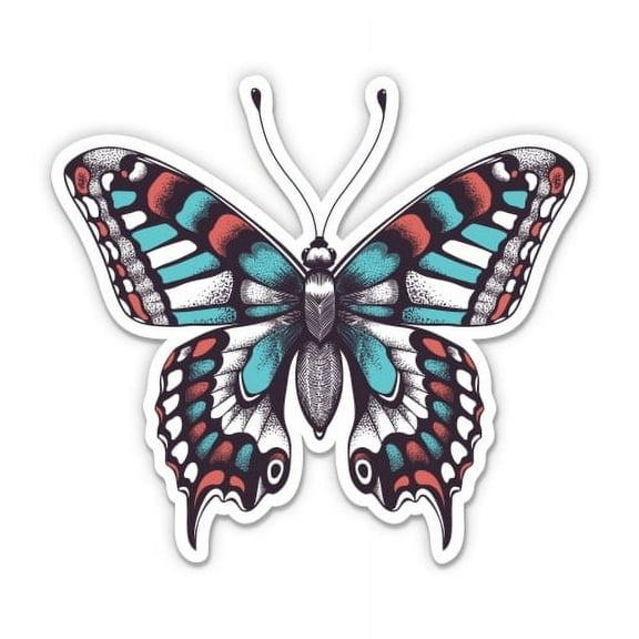 Pretty Colorful Butterfly - 3" Vinyl Sticker - For Car Laptop I-Pad Phone Helmet Hard Hat - Waterproof Decal