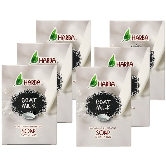 Harba Bath Soap, Smoothing & Hydrating, Goat Milk, 5 OZ - 6 Pack