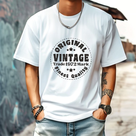 Men's T Shirt Round Neck Patterned Tee Summer New Sports Shirt Vintage Style Gift for Friends XS