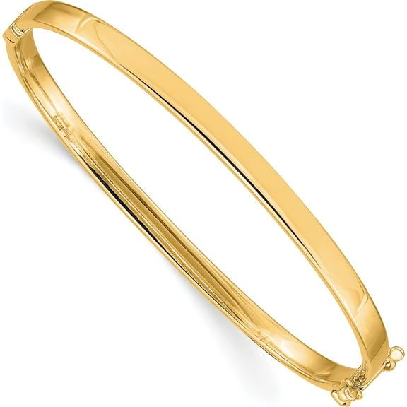 14K Yellow Gold 4Mm Hinged Bangle (Width 4) (Length 7) - Jbsp