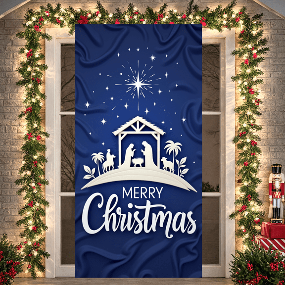Star Design Merry Christmas Scene Religious Theme Banner for Christmas Party Indoor Decoration Holiday Event