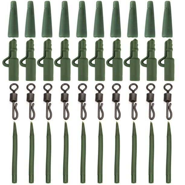 Wosthever 40 Uds. De accesorios para peces de carpa, mangas antienredos de goma impermeables resistentes al desgaste profesional, aparejos de Pescar Verde
