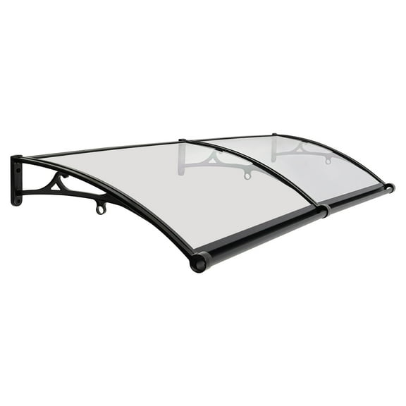 Clear/Black Aluminum Alloy Arch Rainshade - 78.7x23.6in, 440lb Capacity, UV & Weather Resistant for Balcony/Patio/Garage