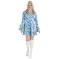 thumbnail image 1 of 60'S Mod Mini Robe Bleu Fleur Puissance Adulte Costume Femmes XXL 18-20, 1 of 1
