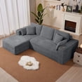 thumbnail image 6 of 102" L-Shaped Modular Sectional Sofa with Chaise and 4 Throw Pillows, 3 Seater Comfy Corduroy Fluffy Couch,Boneless Couch with Deep Seat and 2 Cup Holders for Living Room,Apartment,Office,No Assembly, 6 of 13