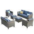 thumbnail image 2 of Ovios 6 Piece Outdoor Patio Furniture Rattan Wicker Patio Conversation Set with Loveseat All-Weather Outdoor Sectional Sofa with Denim Blue Cushion for Backyard, 2 of 6