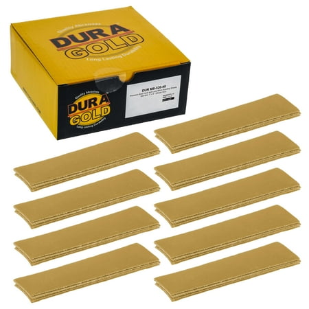 

Dura-Gold Premium 1\ x 4\ Gold Sandpaper Micro Sheets 320 Grit (Box of 45) - Hook & Loop Backing Wood Furniture Woodworking - Hand Micro Sanding Blocks