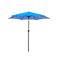 thumbnail image 4 of Patio Umbrella 9FT, Outdoor Market Umbrella with Push Button Tilt, Crank Lift Table Umbrella with Vent for Garden, Deck, Pool, Pattern + Blue, 4 of 8