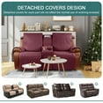 thumbnail image 7 of Timeles Waterproof Loveseat Recliner Cover with Console, Non-Slip Reclining Couch Covers for 2 Seat Recliner Sofa Cover Furniture Protector with Elastic Straps for Kids, Pets (Wine), 7 of 7