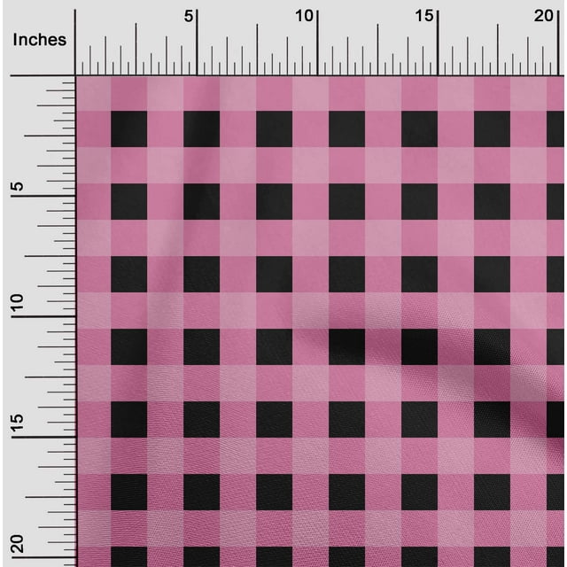 oneOone Georgette Viscose Fabric Gingham Check Printed Fabric 1 Yard 42 Inch Wide