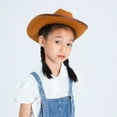 thumbnail image 2 of Kids Girls Boys Cowboy Hats Wide Brim Western Cowgirl Hat with Adjustable Strap Felt Fedora Hat Costume Accessories, 2 of 8