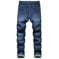 thumbnail image 4 of Hvyesh Men's Biker Jeans Trendy Ripped Distressed Jeans Cozy Streetwear Destroyed Full Length Pants Slim Fit Destroyed Straight Fit Washed Denim Jeans, 4 of 9