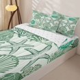 thumbnail image 3 of Erosebridal Beach Sea Life Pattern Zipper Queen Comforter Set with Fitted Sheet and 2 Pillowcases,Boho Coral Conch Print Zipper Bedding Set,Mint Green White,Reversible, 3 of 6