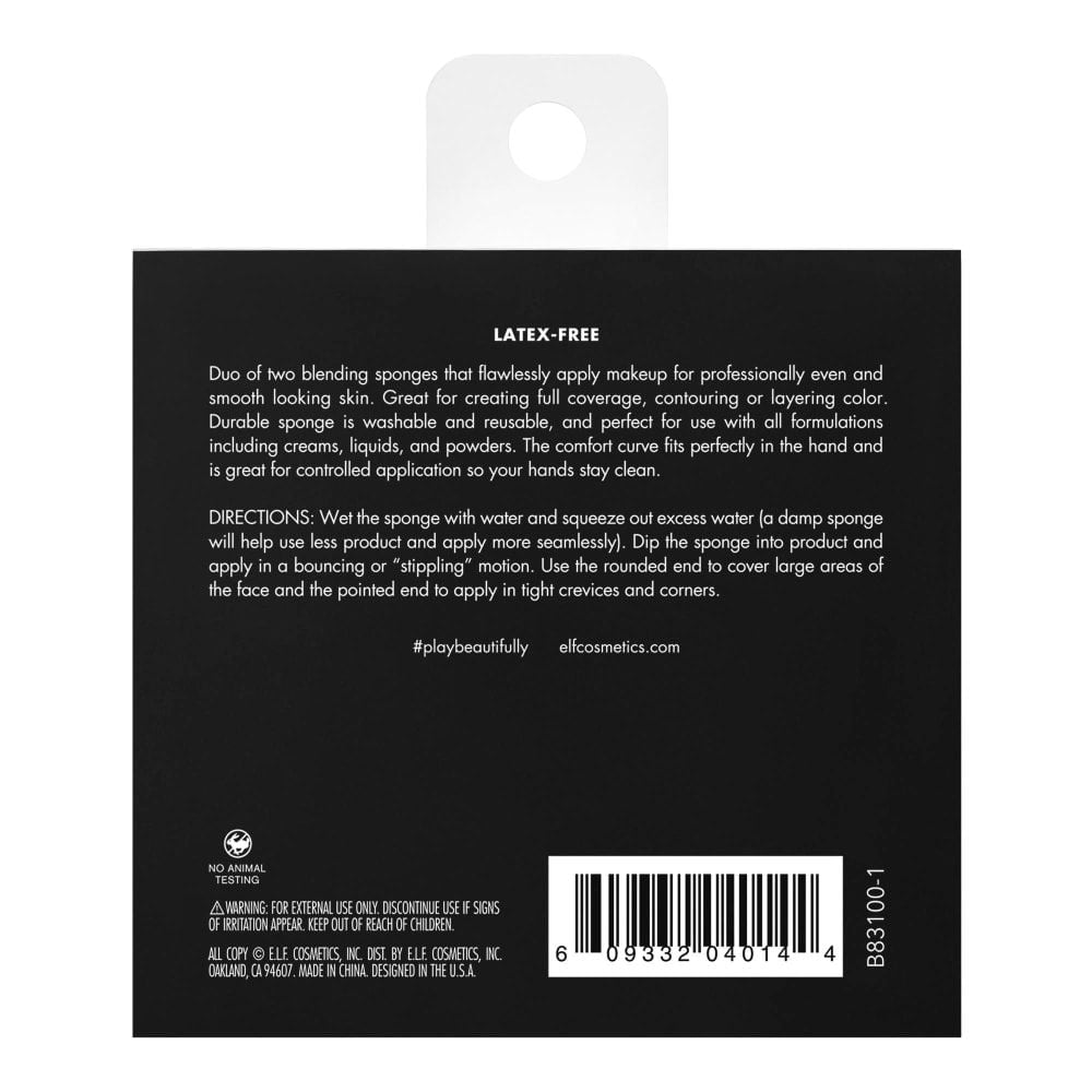 e.l.f. Total Face Makeup Sponge Duo 2 ct - Pack of 3