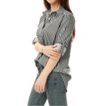 thumbnail image 4 of INSPIRE CHIC Chemises pour Femmes à Boutons, Manches Longues Retroussables, Col à Revers, TP, Noir, 4 of 6