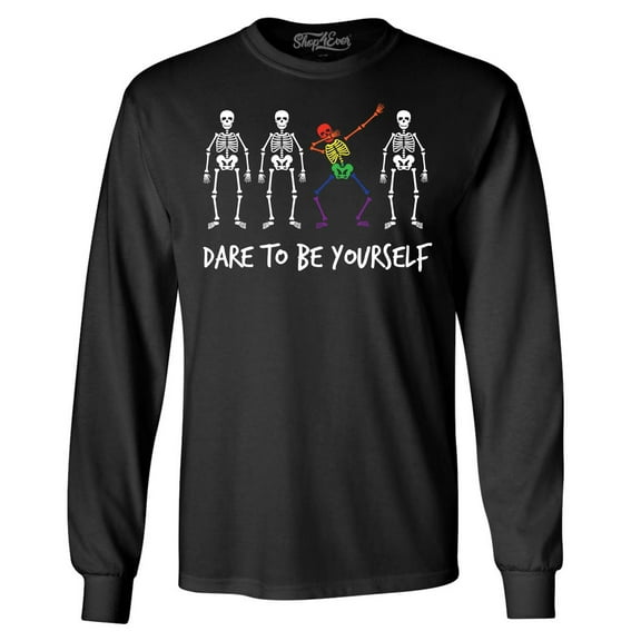 Shop4Ever Men's Dare to Be Yourself Gay Pride Long Sleeve Shirt 3XL Black
