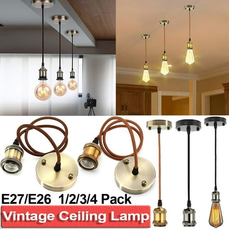 

YLHHOME Vintage Pendant Light Kit E27/E26 Ceiling Retro Industrial Style Lamp Holder Kit 1/2/3/4 Pack