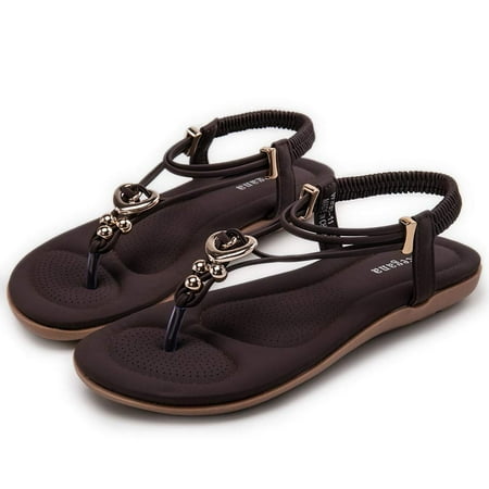 

Almusen Women Flats Sandals Summer Beach Shoes Ankle T-Strap Adult Casual Flip Flops Dress Shoes