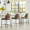 thumbnail image 2 of CHITA Modern Counter Height Bar Stool Set of 2, 27 inch Counter Stool with Back & Metal Legs, Faux Leather in Saddle Brown, 2 of 17