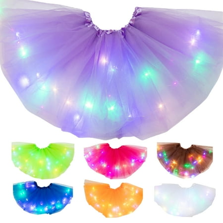 

MyBeauty Girl Fluffy Princess Dancing Tutu Skirt LED Light Multilayer Ballet Underskirt Tangerine
