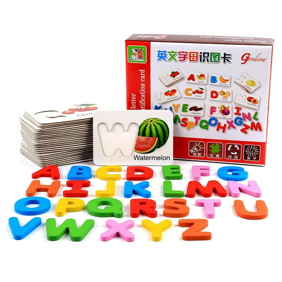 Jeu de Correspondance de Lettres en Bois Alphabet Cartes Flash Éducatif Préscolaire Jouets Montessori pour Garçons Filles