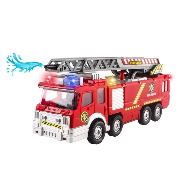 Toy Fire Truck 10 Rescue With Shooting Water Flashing Lights And Siren Sounds Extending Ladder And