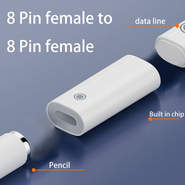 Adaptador Convertidor Adaptador de carga de lápiz óptico hembra a hembra para Apple Pencil 1/2 (8 pines a 8 pines)