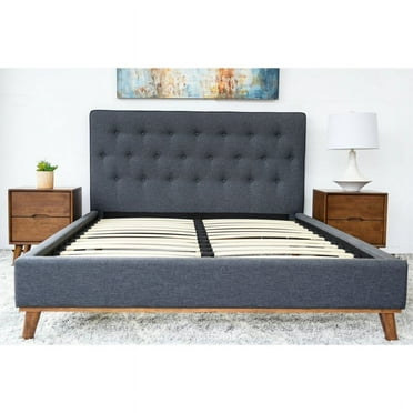 Mid-Century Modern Haven (Queen) Gray Fabric Platform Bed