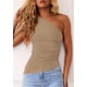 thumbnail image 3 of PRETTYGARDEN Top Mujer Ajustado con Un Hombro y Fruncido Verde Caqui Talle S, 3 of 9