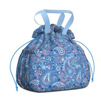 Paisley Pattern Drawstring Lunch Bag Women - Drawstring Lunch Bag Insulated for Work Office - Stain-Resistant Large Lunchbags for Women with Multi-Pockets
