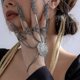 thumbnail image 3 of Pack of 1 Halloween Ancient Queen Finger Nails Tip Claw Bracelet Belly Dance Hand Chain Cosplay Vintage Costume Jewelry for Women and Girls(Black), 3 of 5