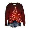 thumbnail image 4 of FDGIU Women's Christmas Graphic Tunic Tops - Soft Long Sleeve Crewneck Blouses with Xmas Tree Prints, Holiday Party Tees, 4 of 5