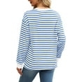 thumbnail image 4 of Chiclily Women's Tunic Tops Long Sleeve Loose Fit Striped Shirts Crewneck Sweatshirts Blue White Stripe 2XL, 4 of 5