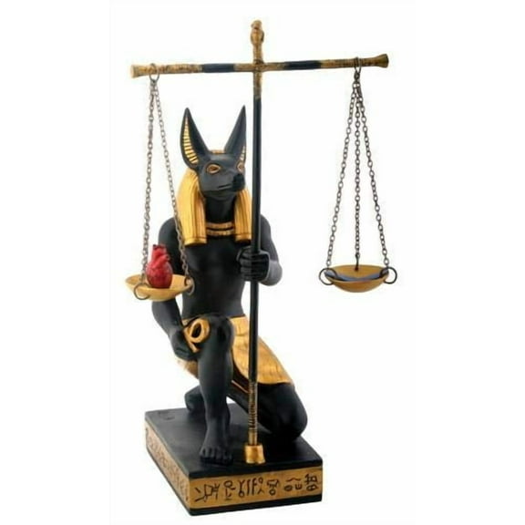 SUMMIT COLLECTION Black and Gold Anubis Scales of Justice Egyptian Statuette