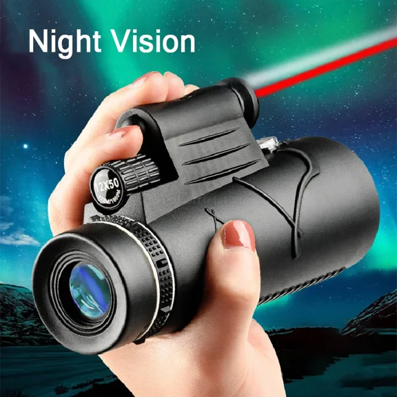 12X50 Powerful Monocular Long Range Zoom HD Portable Professional Telescope Binoculars Low Night Vision for Hunting