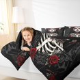 thumbnail image 3 of Homewish Gothic Sugar Skull Bride Queen Comforter Set for Kids, Red Rose Butterfly Comforter Sets Queen, Black Reversible, 3pcs, 1 Comforter and 2 Pillowcases, 3 of 6