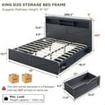 thumbnail image 7 of ACCOHOHO Farmhouse Full Size Bed with 4 Drawers, Platform Storage Bed Frame with 52" Wooden Bookcase Headboard and LED Light，Black, 7 of 7