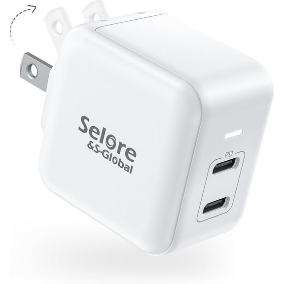 USB C Charger Block, 40W Fast Type C Charging Block Dual Port USB-C Power Adapter Wall Plug Foldable GaN Charger Cube for 17/16/15 Plus/Pro/Pro Max/14/13/12/11 Series, Samsung, Pixel, iPad