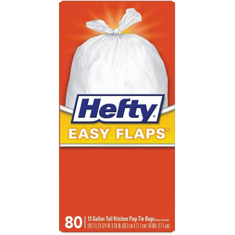 Great Value, Hefty® Easy Flaps Trash Bags, 13 Gal, 0.69 Mil, 23.75