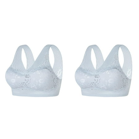 Kcodviy 2 Pcs Women s Summer Ice Silk Woman s Bra Seamless Beauty Back Bra Sports Bra Women Gathers Together without Steel Bra for Women Pack Ring Wipe Bra Lace Underwear Women s Chest Wrap Sports