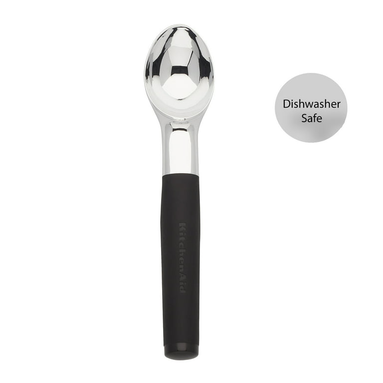 Kitchenaid Chrome Ice Cream Scoop in Black Soft Handle, Dishwasher Safe 