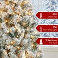 thumbnail image 5 of ZJTER 6ft Snow Flocked Pre-lit Christmas Tree with 250 Warm White Lights, 820 Lush Branch Tips & Quick-Assembly Hinged Design, Full Artificial Xmas Tree for Winter Holiday Décor, Green & White, 5 of 9